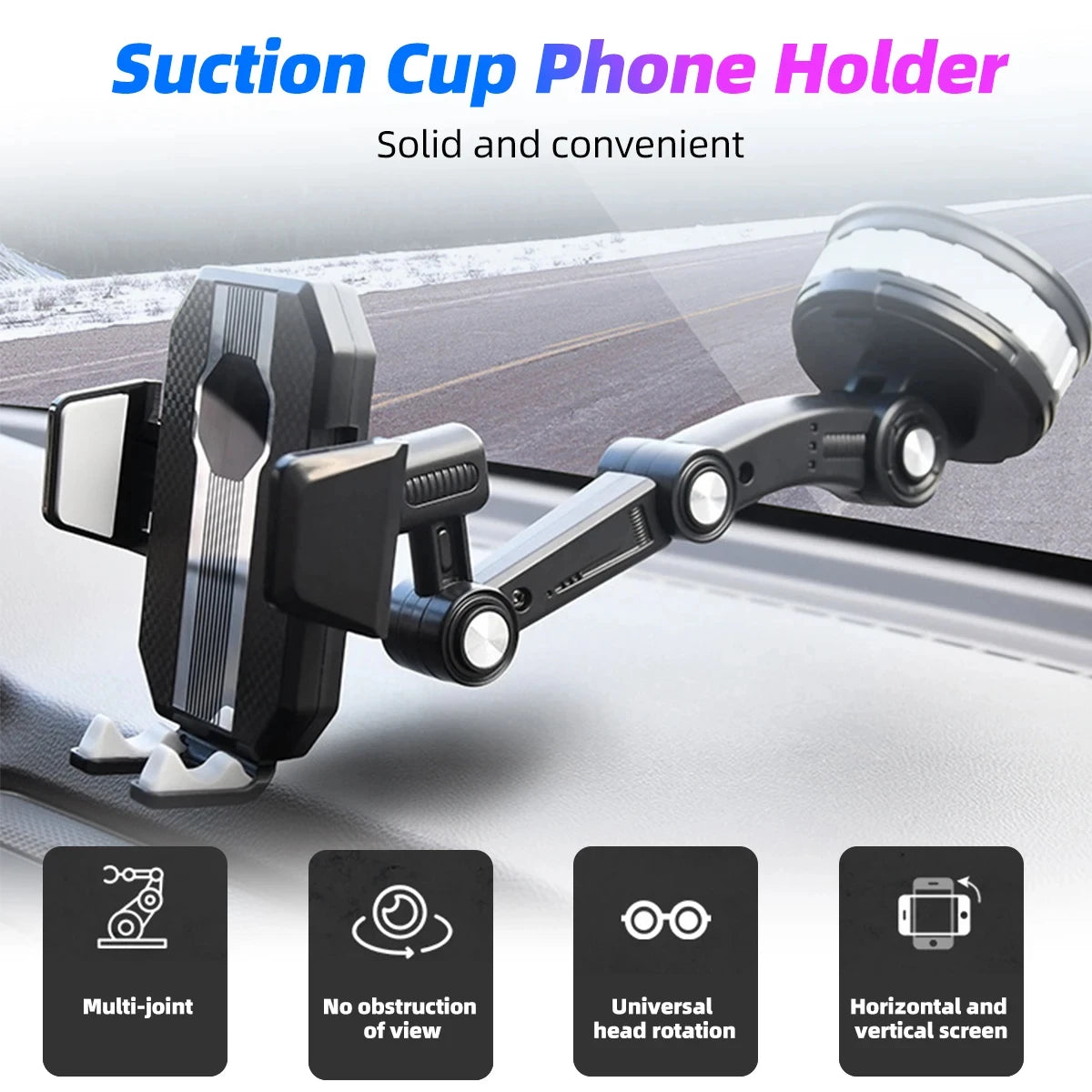 360 Rotatable Cellphone Car Phone Holder Fixed Shockproof Mobile Stand Big In GPS Support For iPhone Xiaomi Samsung Accesorries