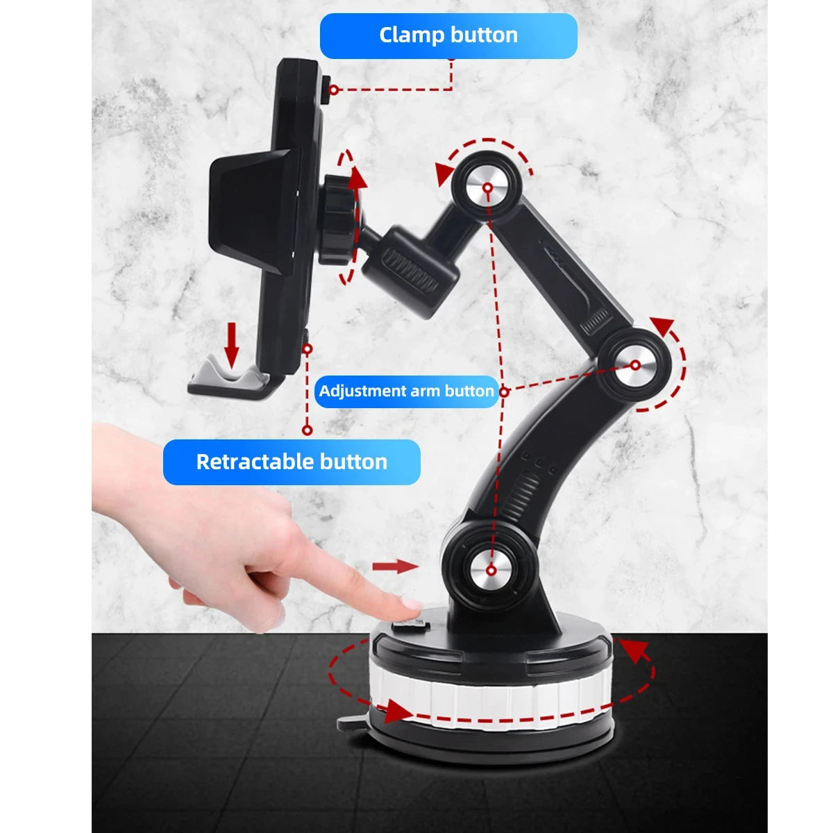 360 Rotatable Cellphone Car Phone Holder Fixed Shockproof Mobile Stand Big In GPS Support For iPhone Xiaomi Samsung Accesorries