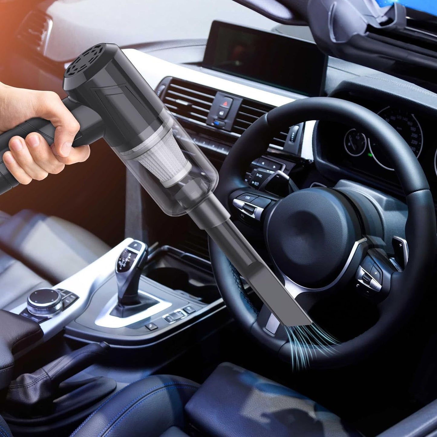 Powerful Handheld Vacuum Cleaner For Car Home Cleaning Cordless, Rechargeable 2 In 1 Mini Vacuum Blower 18000PA Suction  Lightweight Portable Black